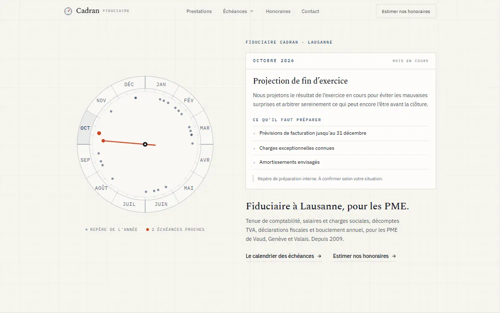 Aperçu du site Fiduciaire Cadran